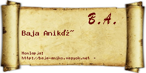 Baja Anikó névjegykártya