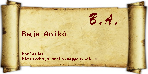 Baja Anikó névjegykártya